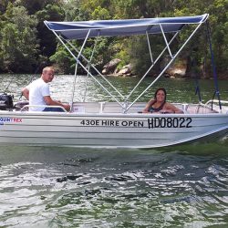 Relaxing at Akuna Bay in the tinnie